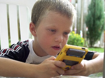 Child playing video game